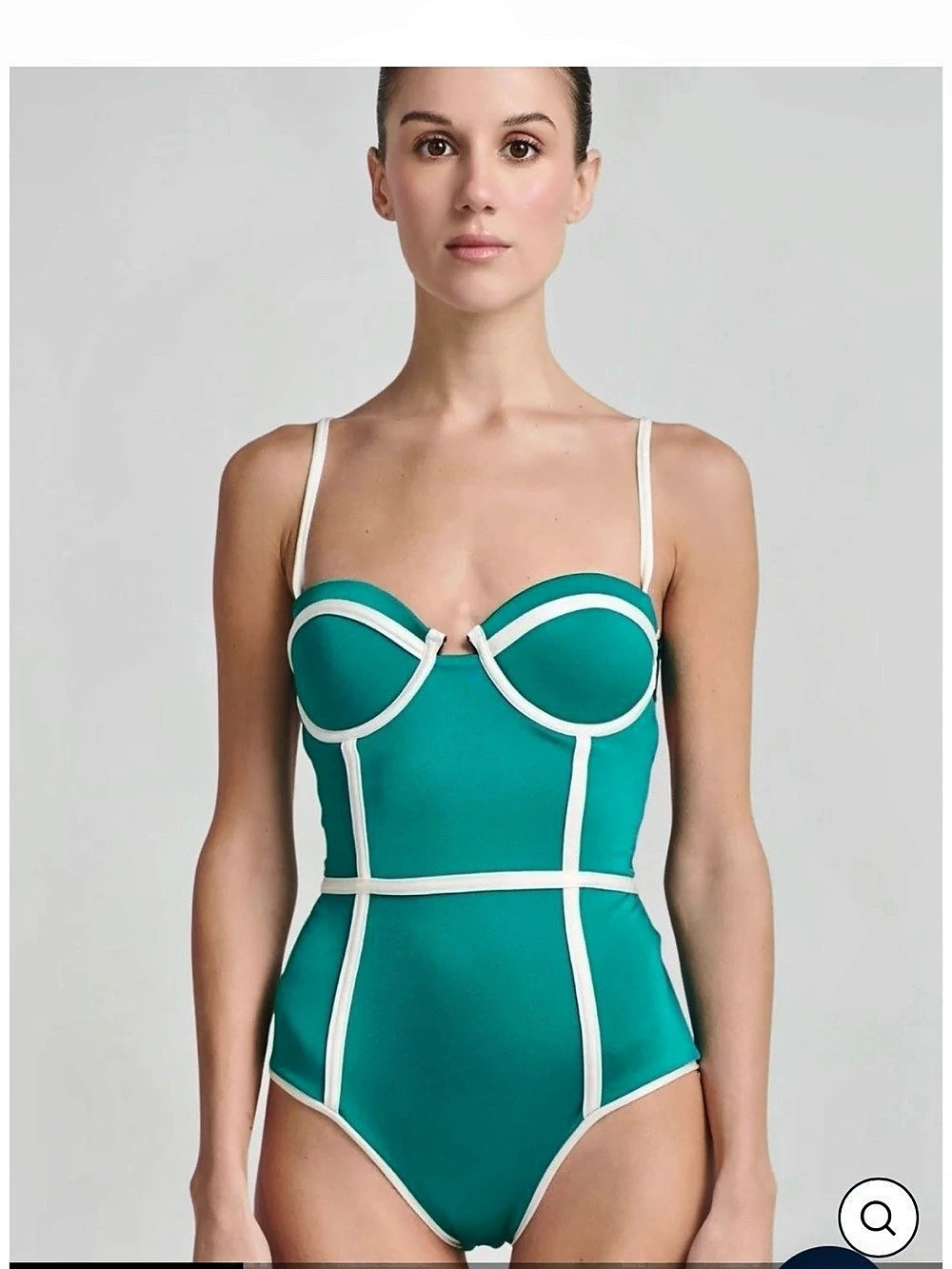 Ancora Auréa One Piece Color Block Swimsuit in Green & White